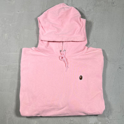 Bape Small Ape Head Logo Pink Hoodie Size XL USED x18100
