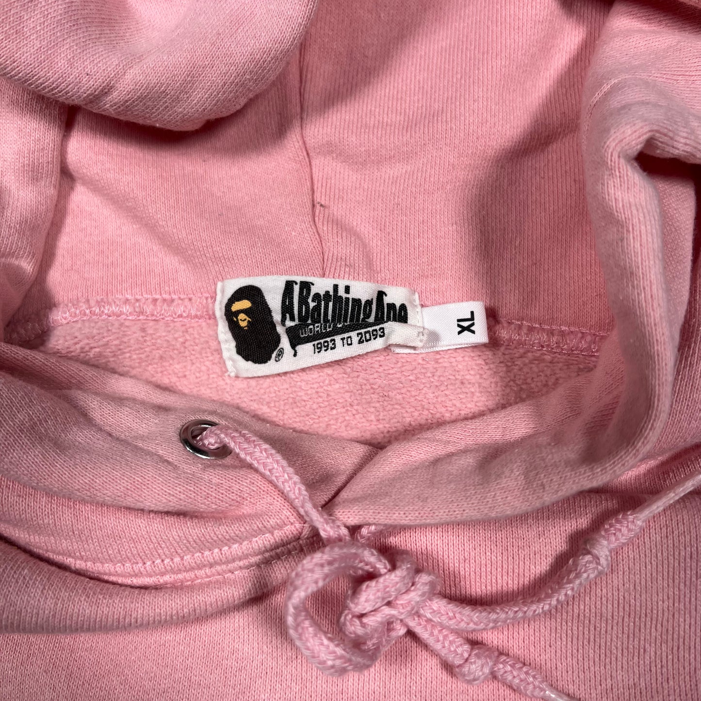 Bape Small Ape Head Logo Pink Hoodie Size XL USED x18100