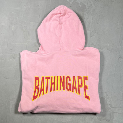 Bape Small Ape Head Logo Pink Hoodie Size XL USED x18100