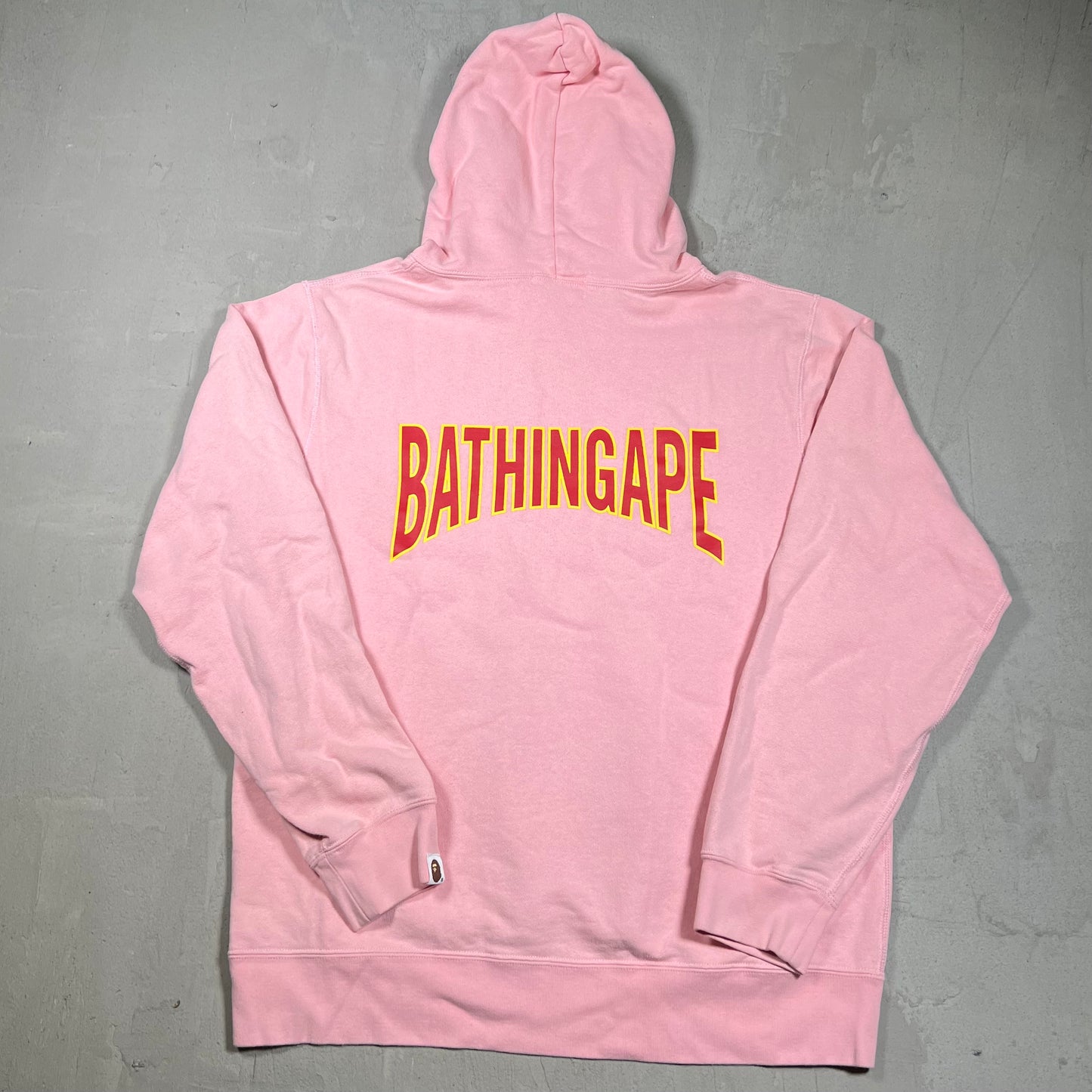 Bape Small Ape Head Logo Pink Hoodie Size XL USED x18100