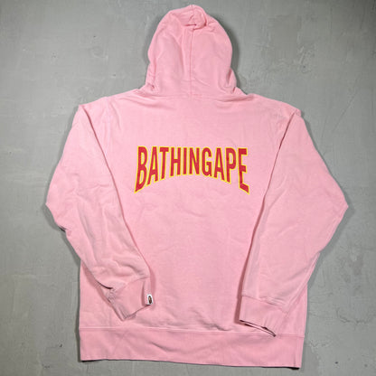 Bape Small Ape Head Logo Pink Hoodie Size XL USED x18100