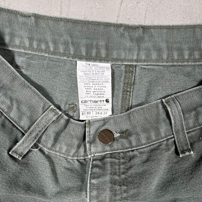 Y2K Carhartt Olive Green Carpenter Pants Size 34x34 USED v19892