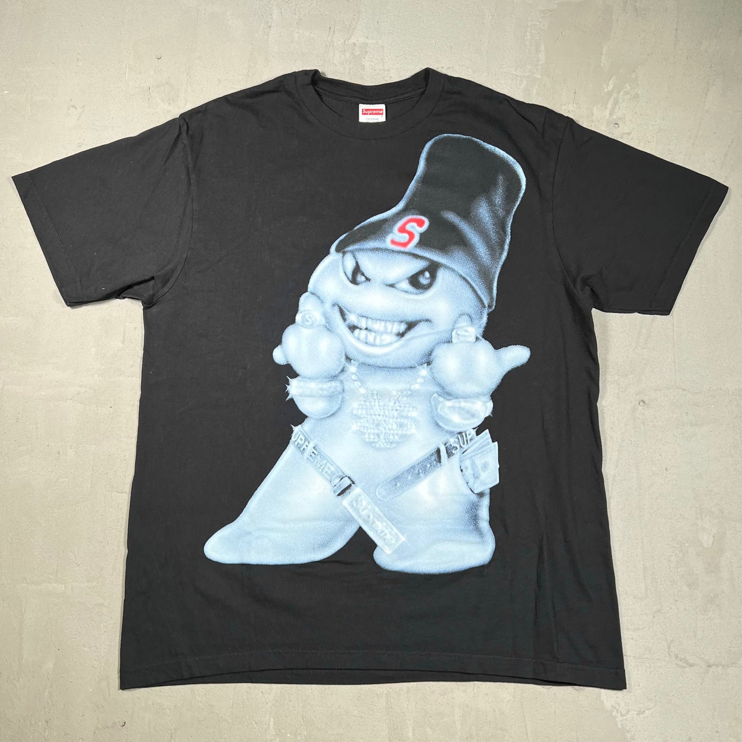 Supreme Snowman Black Tee Size Large USED x18034