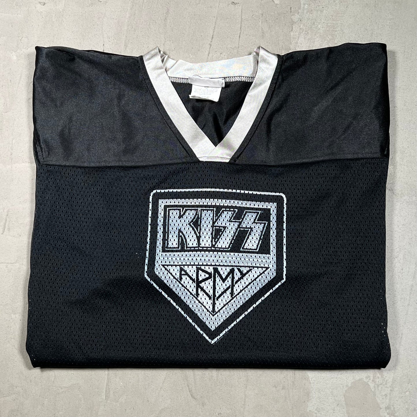 2003 Kiss Army Blackout Mesh Hockey Jersey Size XXL USED v19893