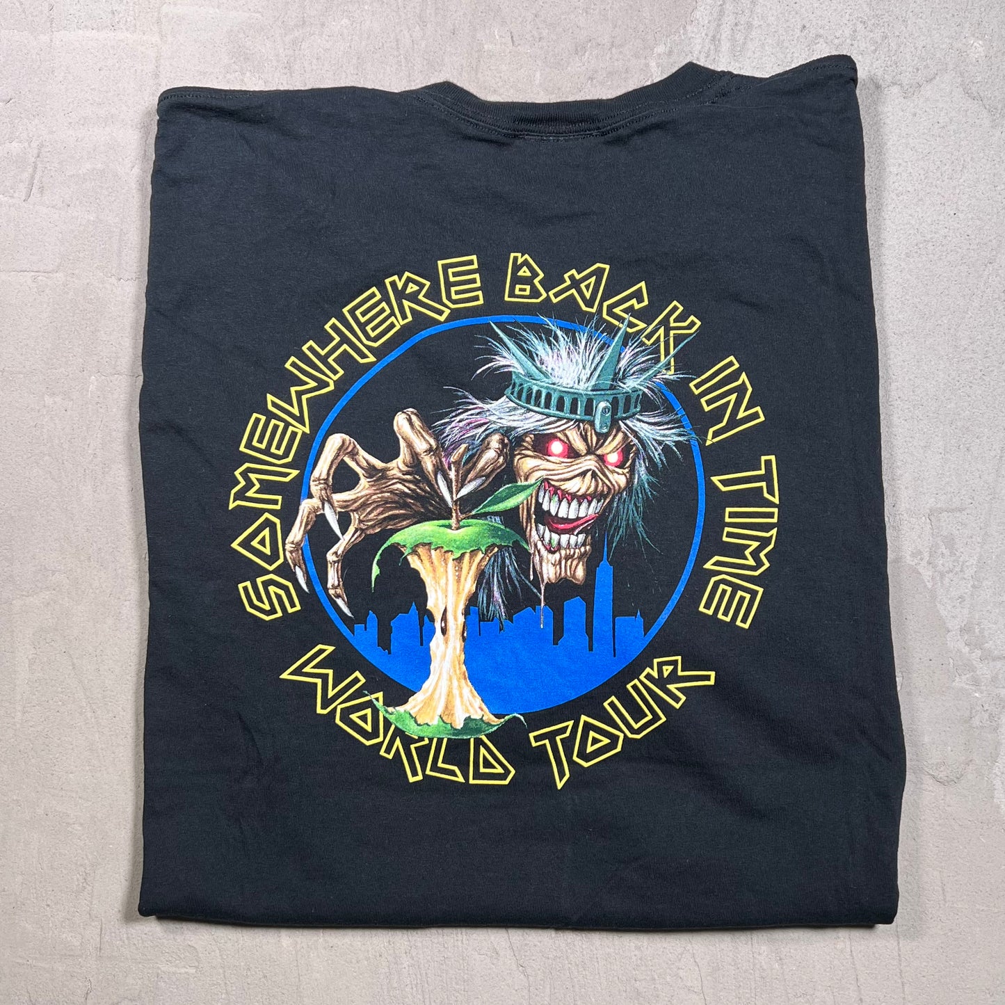 2008 Iron Maiden "Somewhere Back In Time World Tour" New York Black Tee Size XXL USED v19894