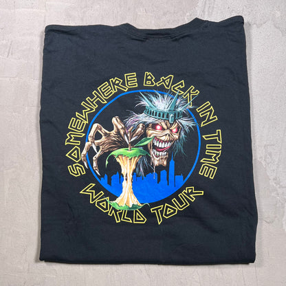 2008 Iron Maiden "Somewhere Back In Time World Tour" New York Black Tee Size XXL USED v19894