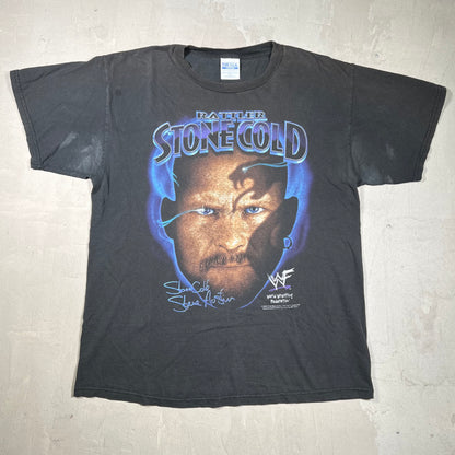1998 Stone Cold Steve Austin WWF Big Head Black Tee Size Large USED v19900