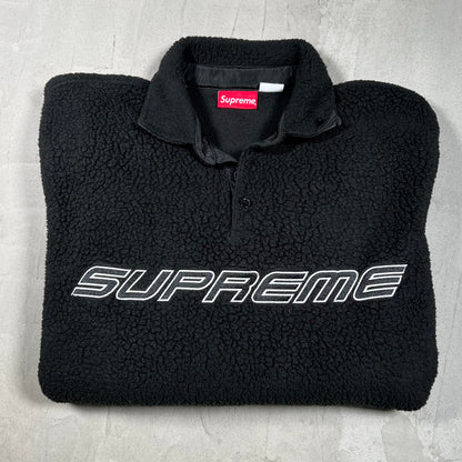 Supreme Polartec Black Fleece Half Button Up Size Large USED x18089
