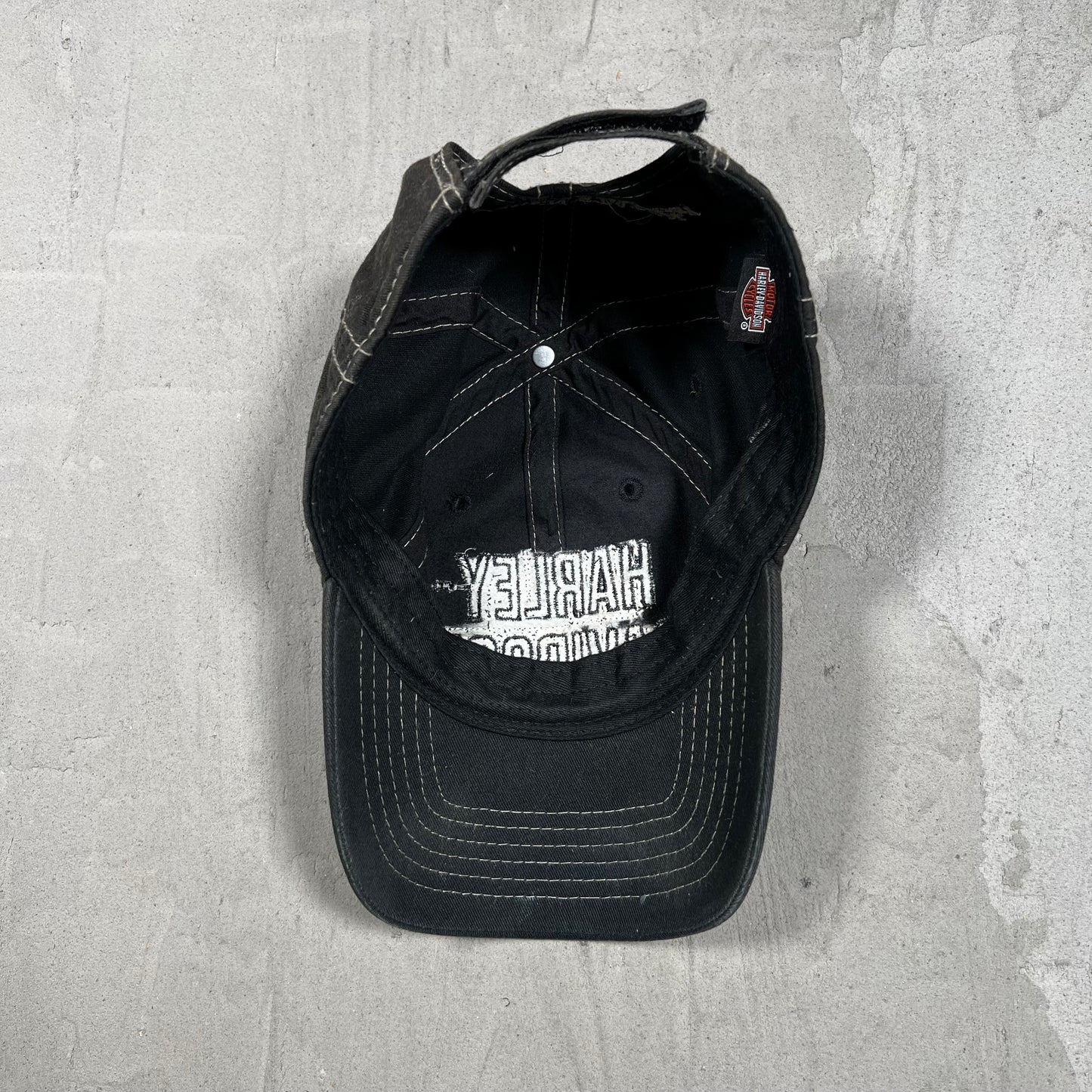 Y2K Harley Davidson Black Sun Faded Hat USED v19890