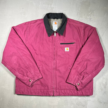Y2K Carhartt Detroit J97 Raspberry Fleece Lined Workwear Jacket Size XL (women) USED v199874