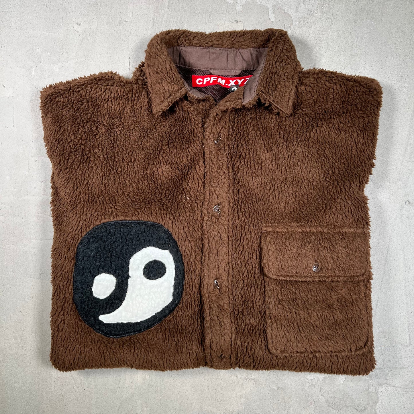 Cactus Plant Flea Market CPFM Big Fuzzy Brown Button Up Fleece Size 3 (XL) USED x18076