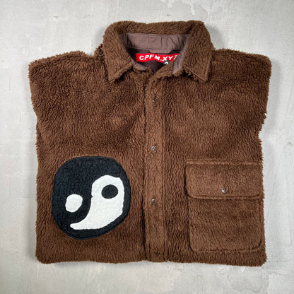 Cactus Plant Flea Market CPFM Big Fuzzy Brown Button Up Fleece Size 3 (XL) USED x18076