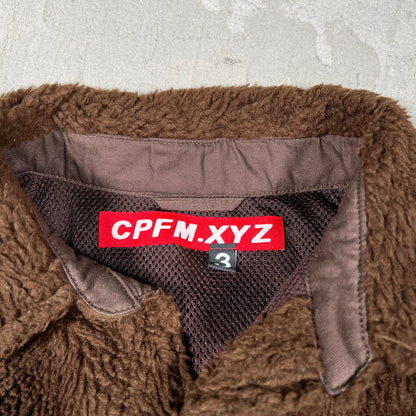 Cactus Plant Flea Market CPFM Big Fuzzy Brown Button Up Fleece Size 3 (XL) USED x18076