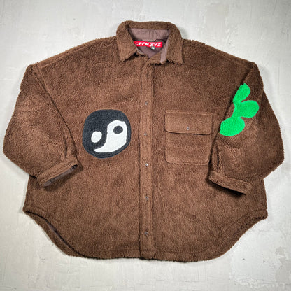 Cactus Plant Flea Market CPFM Big Fuzzy Brown Button Up Fleece Size 3 (XL) USED x18076