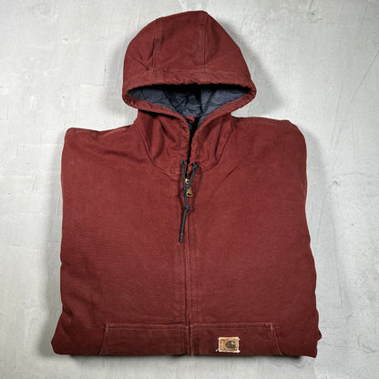 Y2K Carhartt Active J130 Clay Red Workwear Jacket Size Large USED v19889
