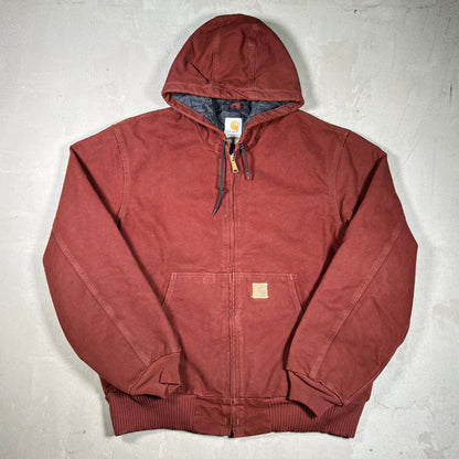 Y2K Carhartt Active J130 Clay Red Workwear Jacket Size Large USED v19889