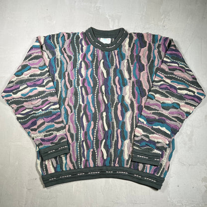 1990s Coogi Purple/Green Knit Sweater Size XL USED v19886