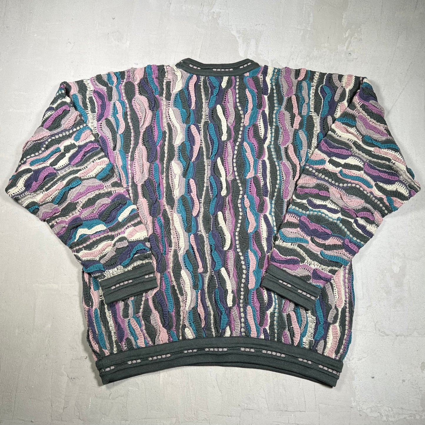 1990s Coogi Purple/Green Knit Sweater Size XL USED v19886