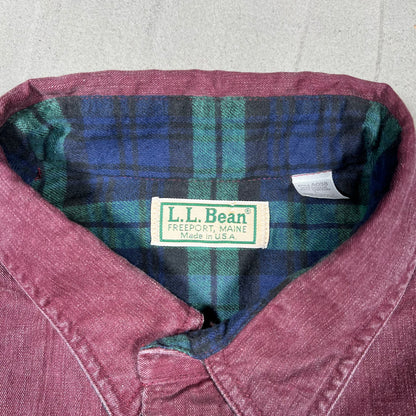 1990s LL Bean Maroon Flannel Lined Button Up Size Large USED v19885