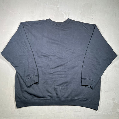 1990s Nike White Swoosh Black Crewneck Size XXL USED v19884