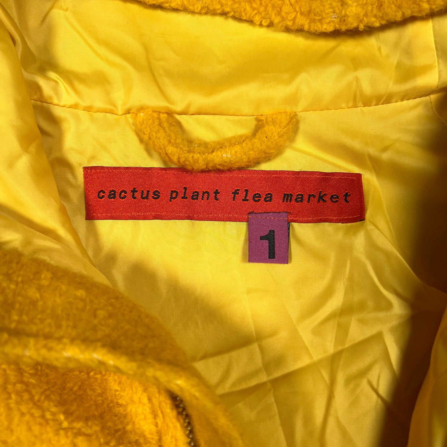 Cactus Plant Flea Market CPFM Fuzzy Balance Yellow Zip Up Fleece Jacket Size 1 (Medium) USED x18094