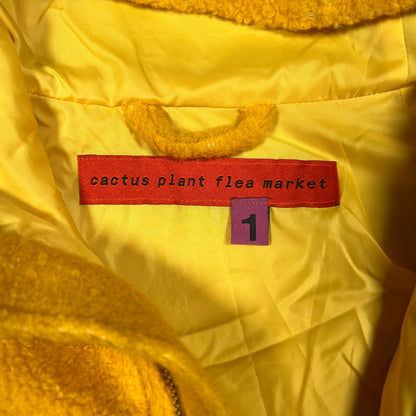 Cactus Plant Flea Market CPFM Fuzzy Balance Yellow Zip Up Fleece Jacket Size 1 (Medium) USED x18094