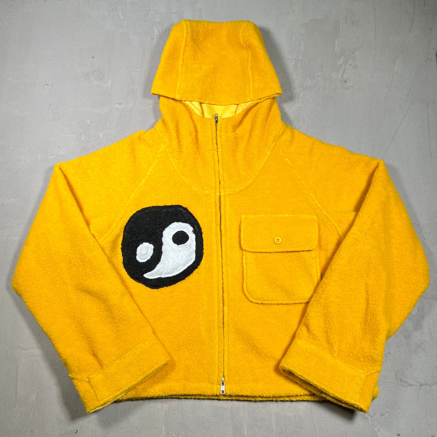 Cactus Plant Flea Market CPFM Fuzzy Balance Yellow Zip Up Fleece Jacket Size 1 (Medium) USED x18094