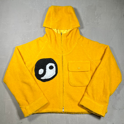 Cactus Plant Flea Market CPFM Fuzzy Balance Yellow Zip Up Fleece Jacket Size 1 (Medium) USED x18094