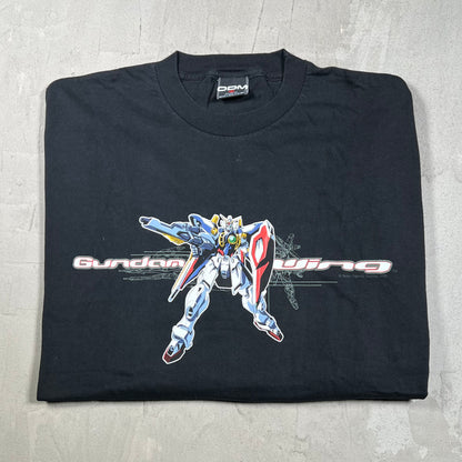 Y2K Gundom Wing Cartoon Black Longsleeve Size XL USED v19878