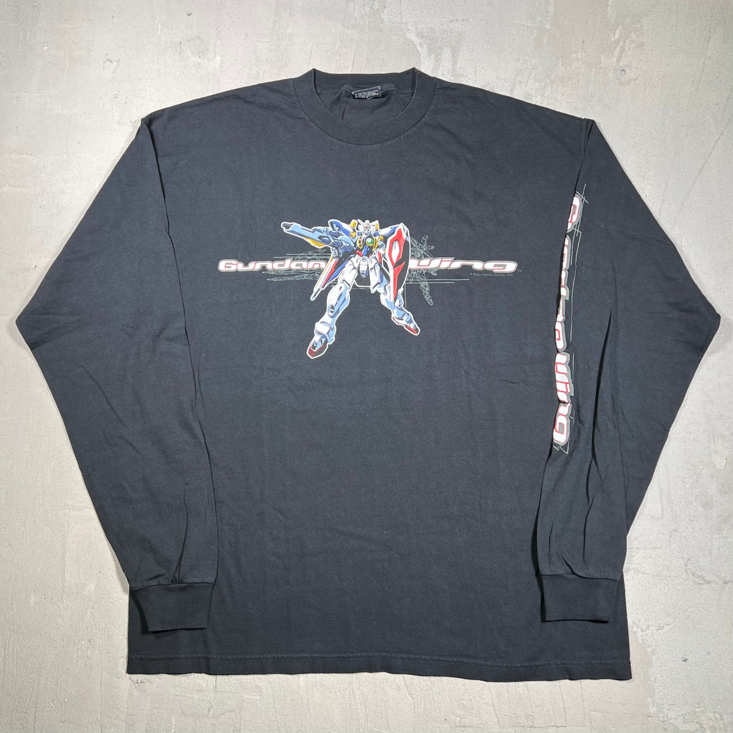 Y2K Gundom Wing Cartoon Black Longsleeve Size XL USED v19878