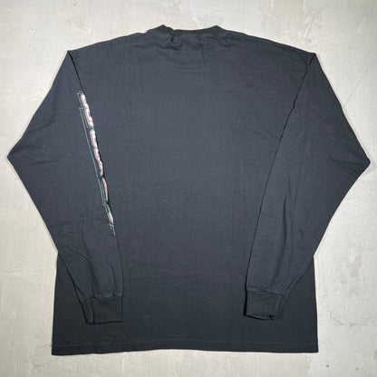 Y2K Gundom Wing Cartoon Black Longsleeve Size XL USED v19878