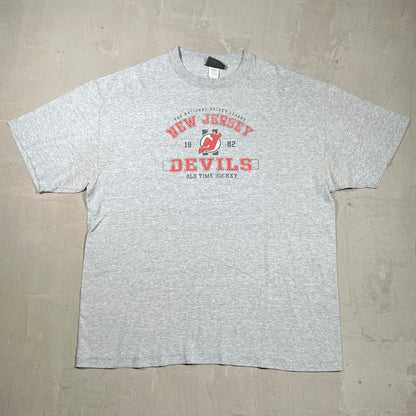 Y2K New Jersey Devils Hockey Grey Tee Size XL USED v19881