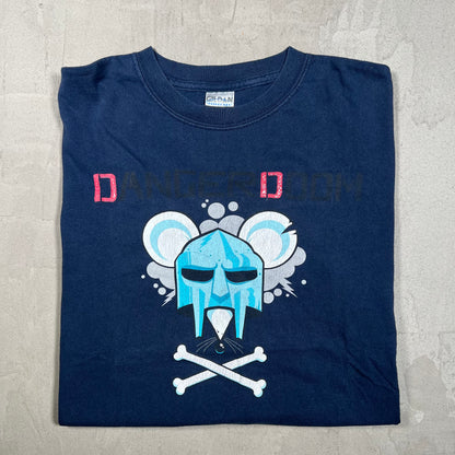 2005 MF DOOM Danger Doom The Mouse and Mask Navy Blue Tee Size Medium USED v19879