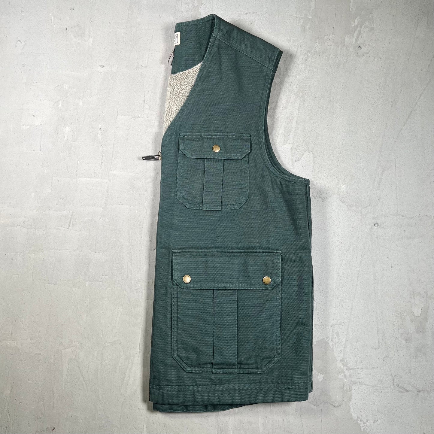 Duluth Trading Co Green Pocketed Fleece Lined Vest Size Large USED v19906