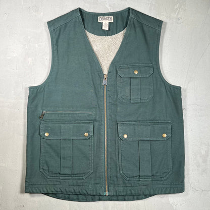 Duluth Trading Co Green Pocketed Fleece Lined Vest Size Large USED v19906