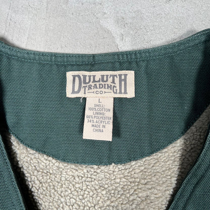 Duluth Trading Co Green Pocketed Fleece Lined Vest Size Large USED v19906