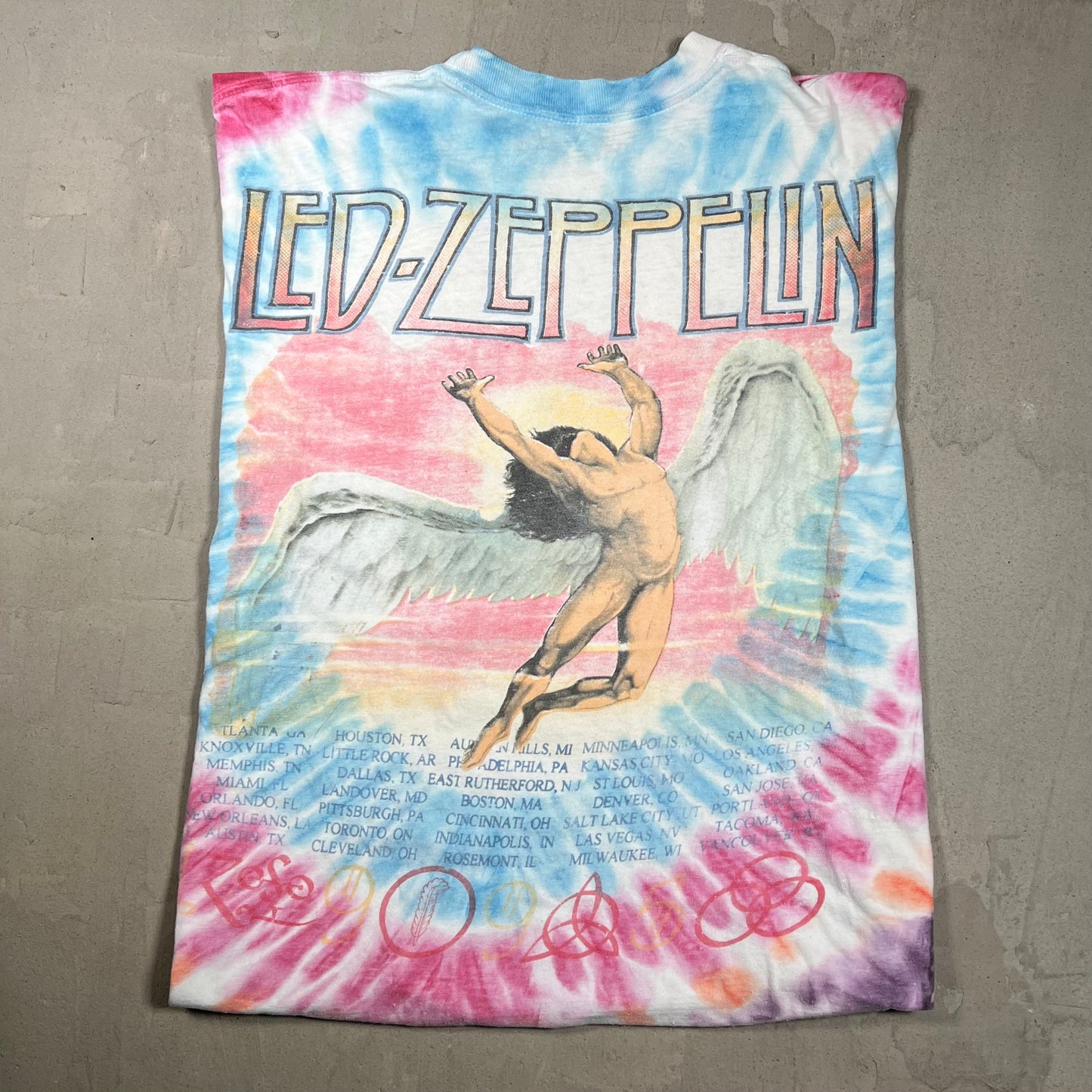 1995 Robert Plant Jimmy Page No Quarter Tie Die Tour Tee Size Large USED v19907