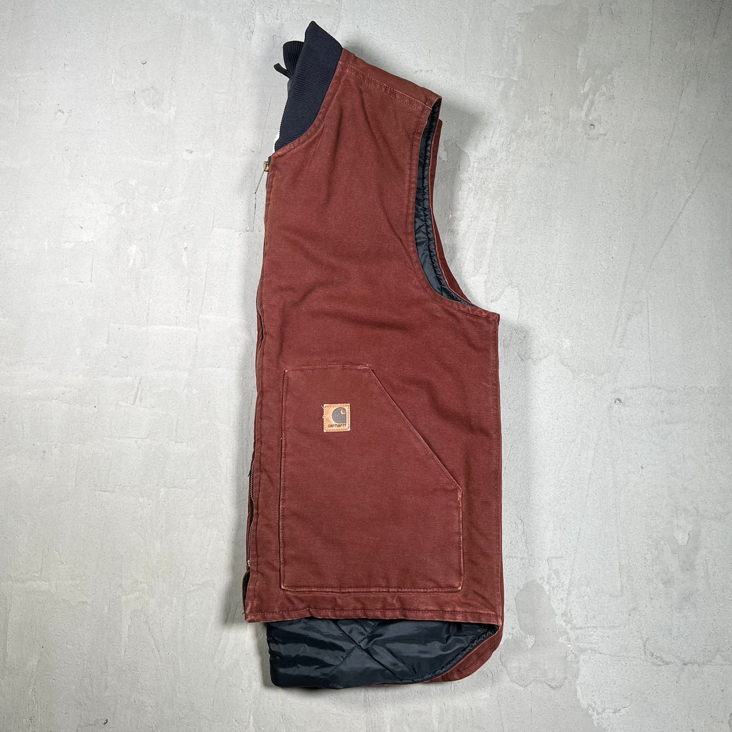 Y2K Carhartt Brown Workwear Zip Up Vest Size Large USED v19905