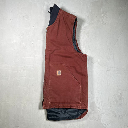 Y2K Carhartt Brown Workwear Zip Up Vest Size Large USED v19905