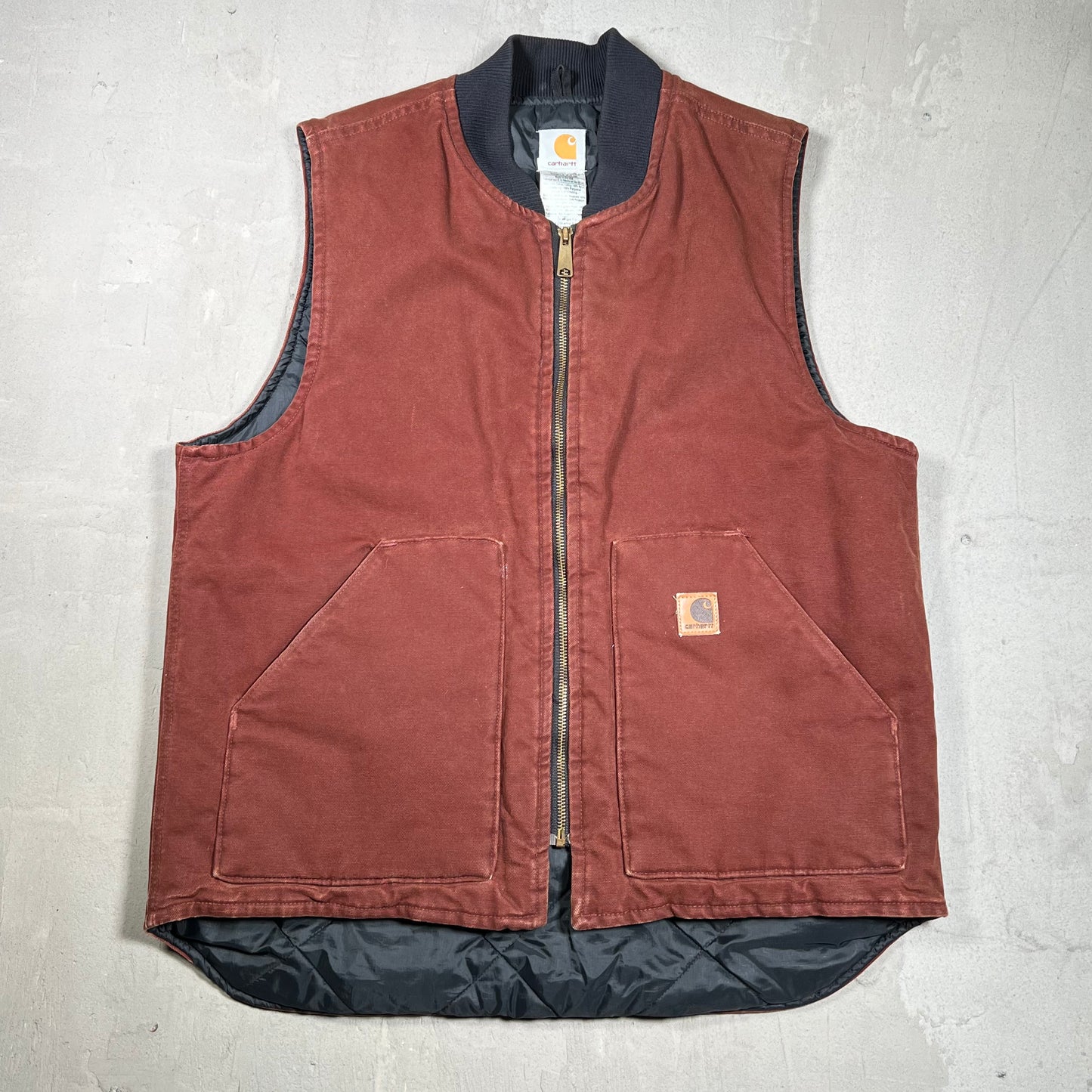 Y2K Carhartt Brown Workwear Zip Up Vest Size Large USED v19905