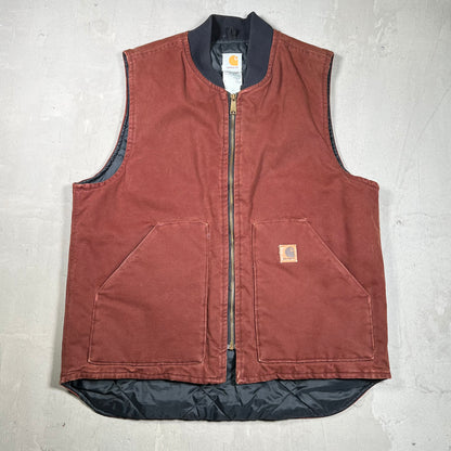 Y2K Carhartt Brown Workwear Zip Up Vest Size Large USED v19905