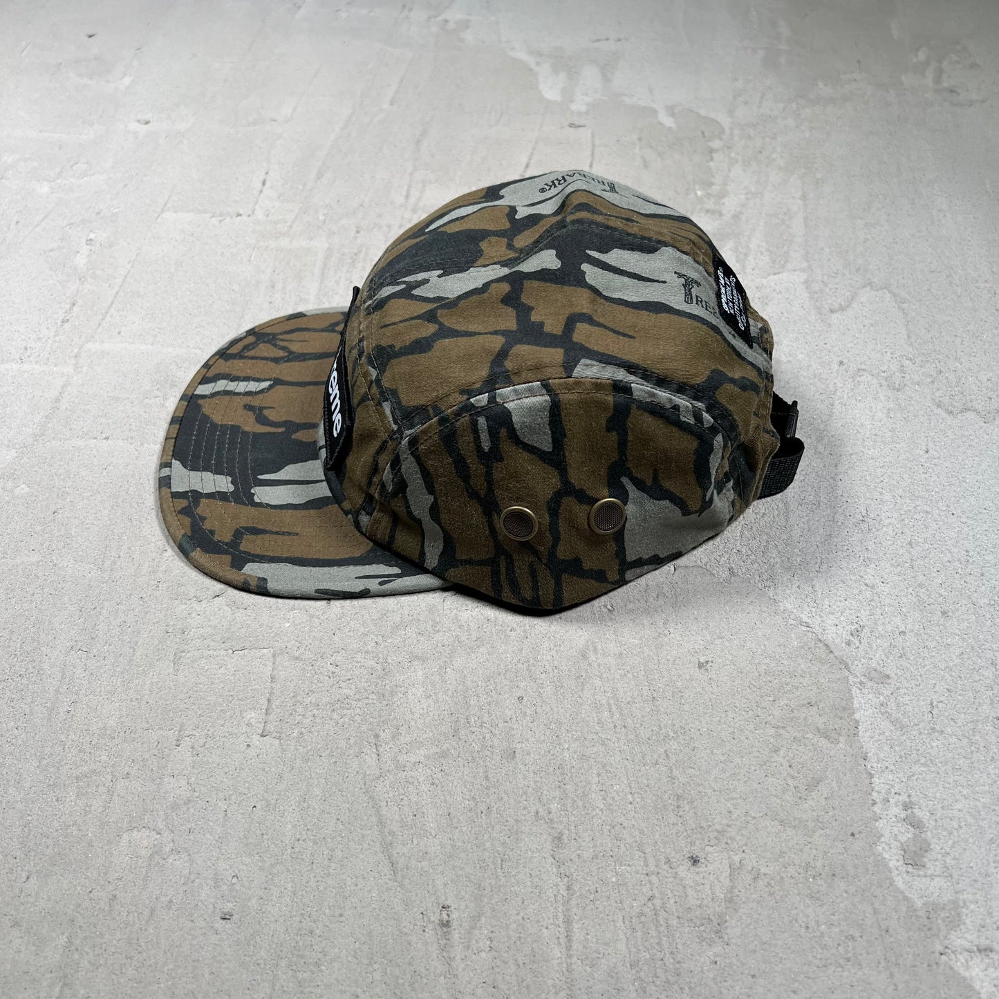 Supreme Military Mossy Oak Trebark Camo Camp Cap hat USED x18106