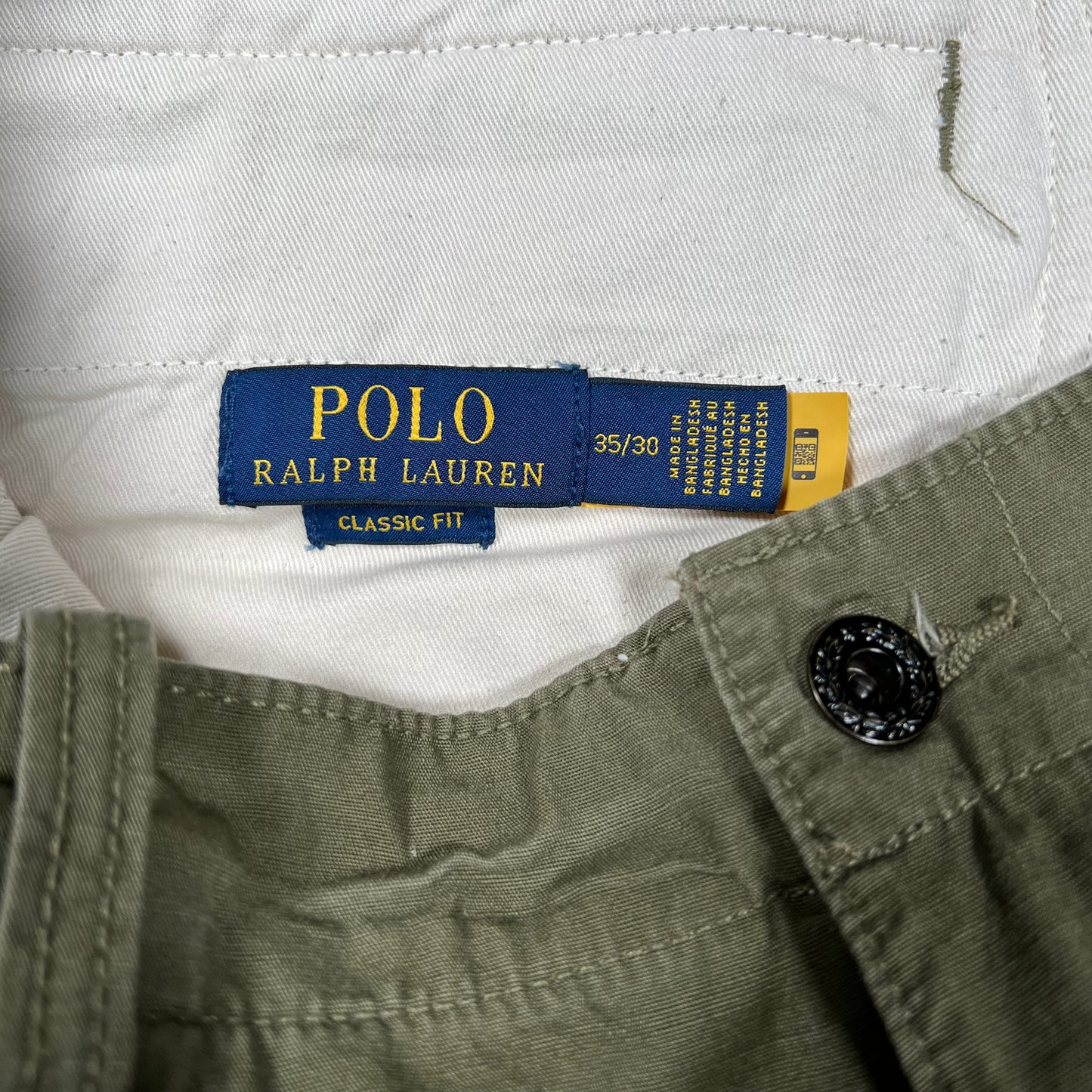 Polo Ralph Lauren Utility Surplus Chino Green Cargo Pants Size 35x30 USED v19903