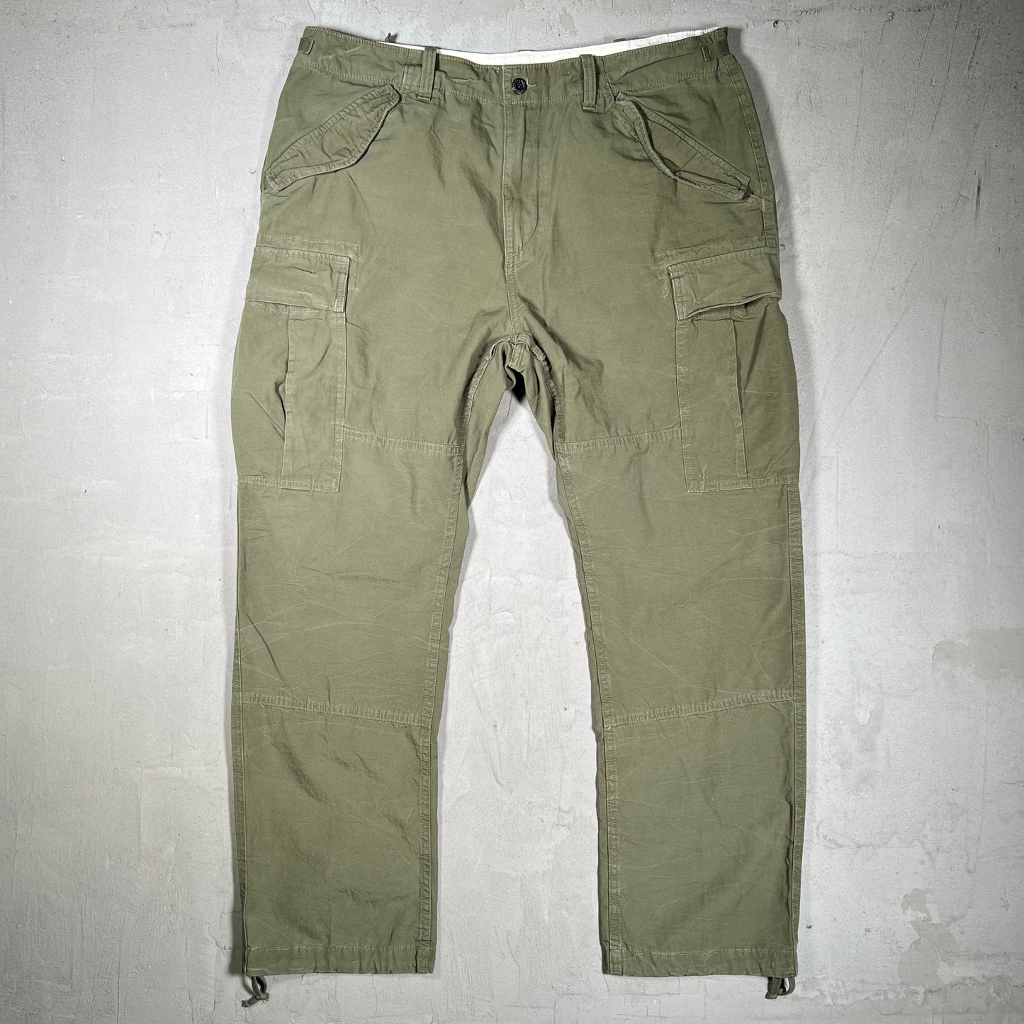 Polo Ralph Lauren Utility Surplus Chino Green Cargo Pants Size 35x30 USED v19903