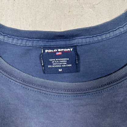 Y2K Polo Sport Ralph Lauren Bear Navy Blue Tee Size Medium USED v19898