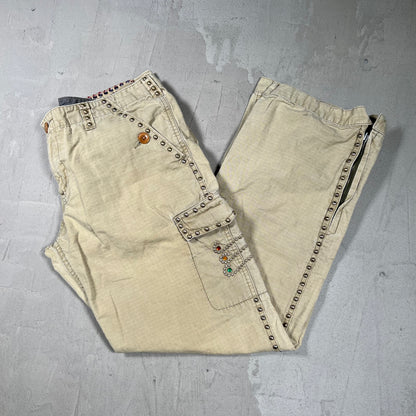 Rhinestone Cargo Tan Pants Size 30 USED x18121