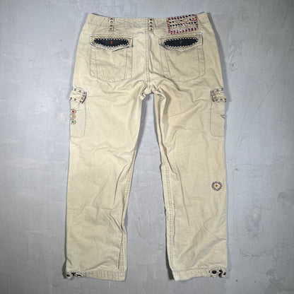 Rhinestone Cargo Tan Pants Size 30 USED x18121