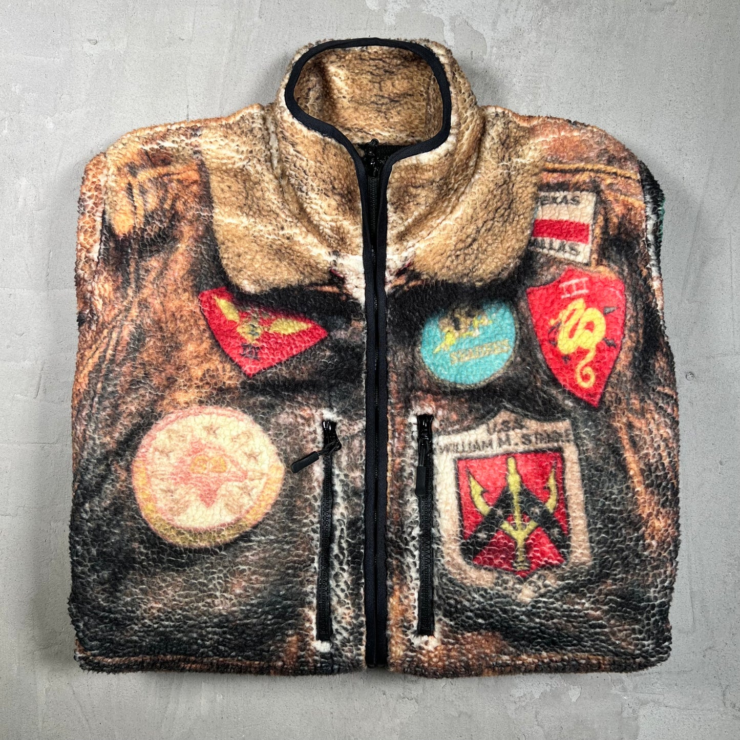 Brigade Trompe Loeil Photographic Sherpa Fleece Zip Up Jacket Size XL USED x18110