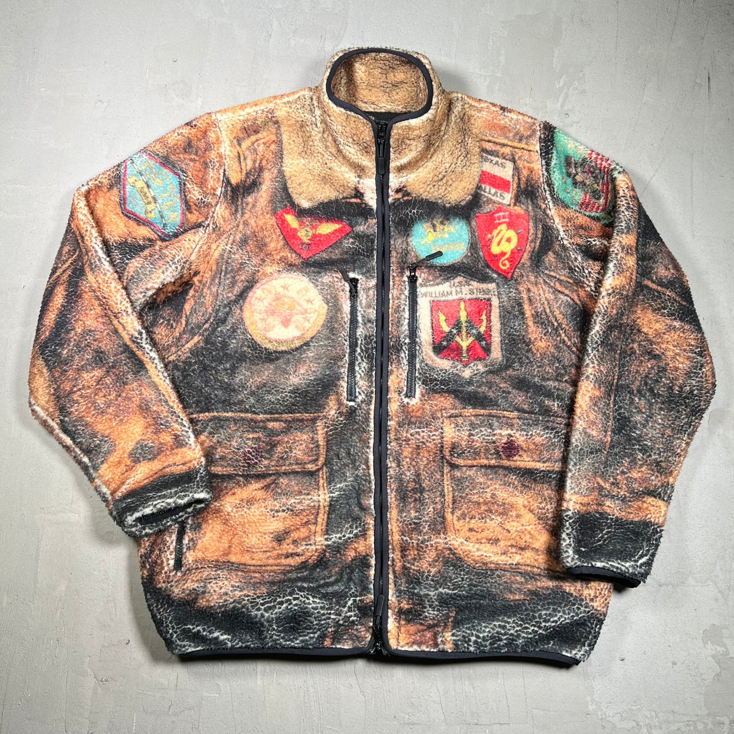 Brigade Trompe Loeil Photographic Sherpa Fleece Zip Up Jacket Size XL USED x18110