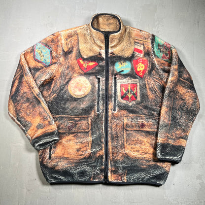 Brigade Trompe Loeil Photographic Sherpa Fleece Zip Up Jacket Size XL USED x18110